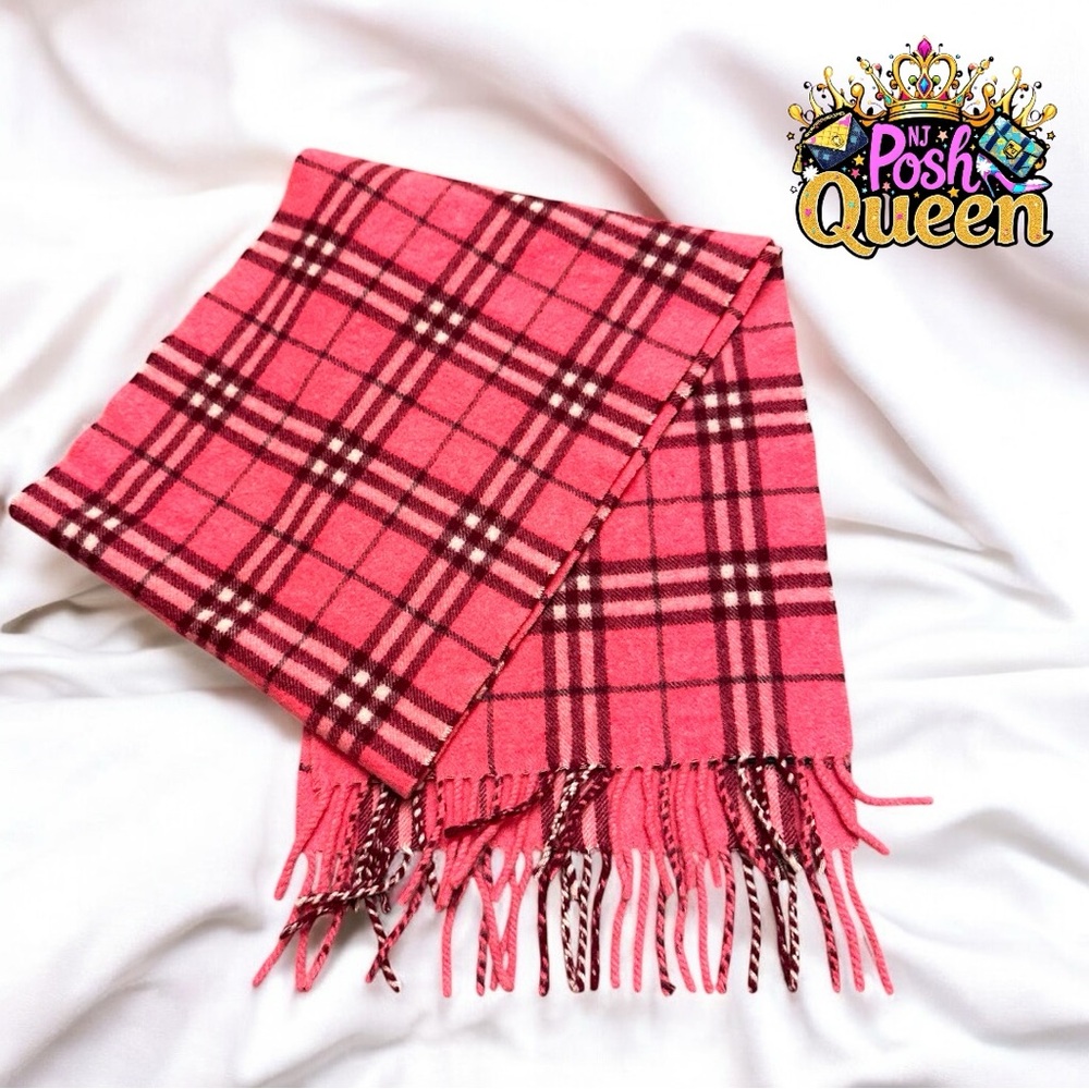 Burberry Pink Classic Vintage Check Cashmere Scarf - Picture 5 of 8